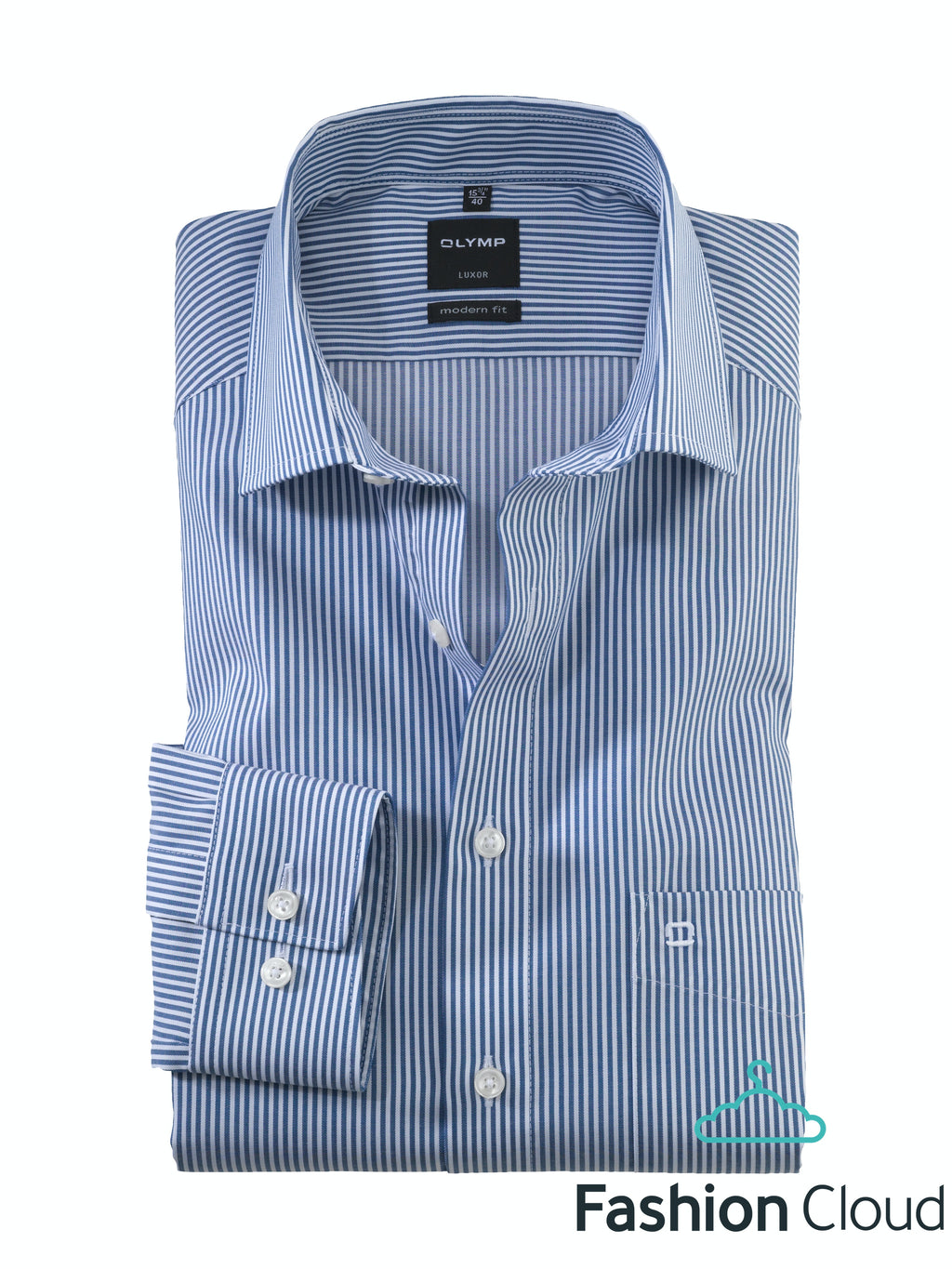 Hemden lange mouw blauw OLYMP