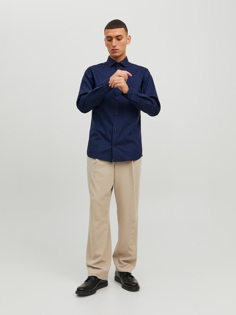 Hemden lange mouw navy JACK & JONES