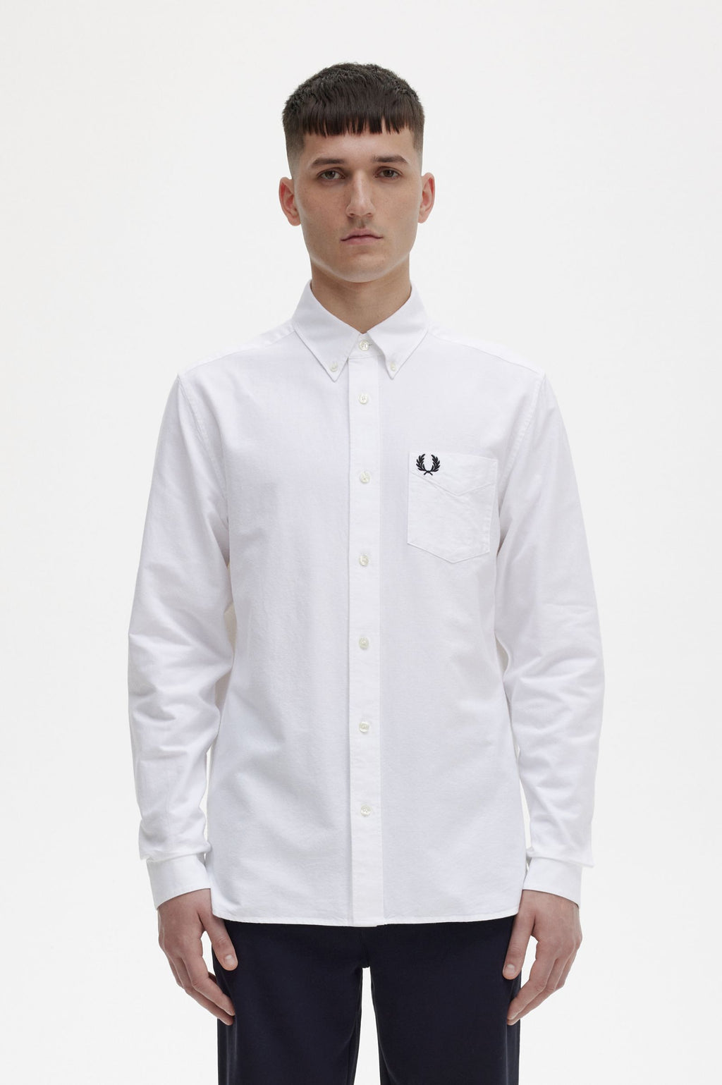 Hemden lange mouw wit Fred Perry