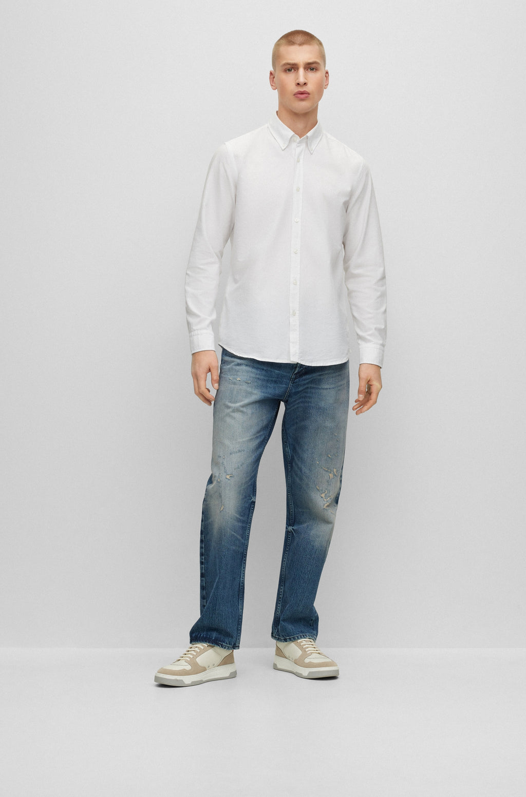 Hemden lange mouw wit Boss Men Black