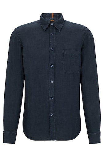 Hemden lange mouw navy Boss Men Black