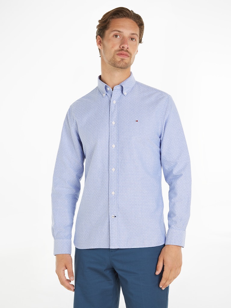 Hemden lange mouw blauw Tommy Hilfiger