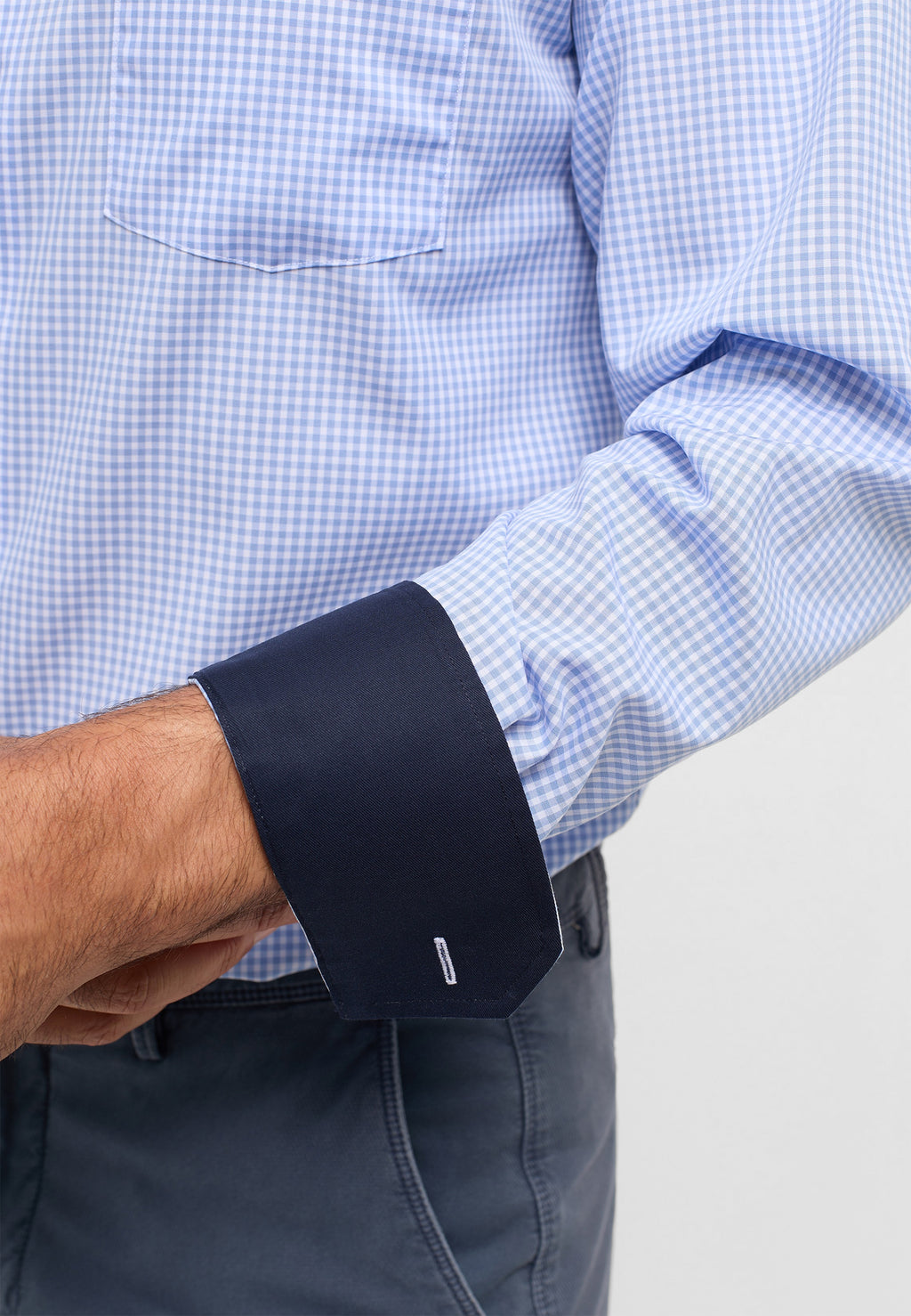 Hemden lange mouw blauw ETERNA