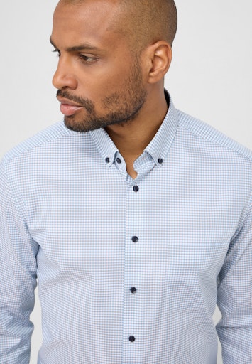 Hemden lange mouw blauw ETERNA