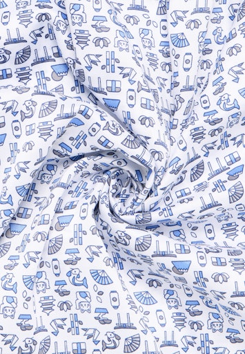 Hemden korte mouw blauw ETERNA