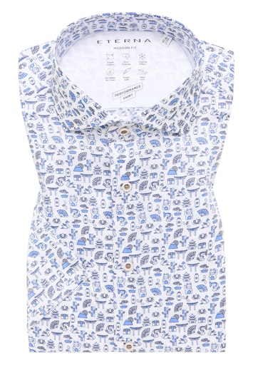 Hemden korte mouw blauw ETERNA