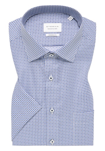 Hemden korte mouw blauw ETERNA