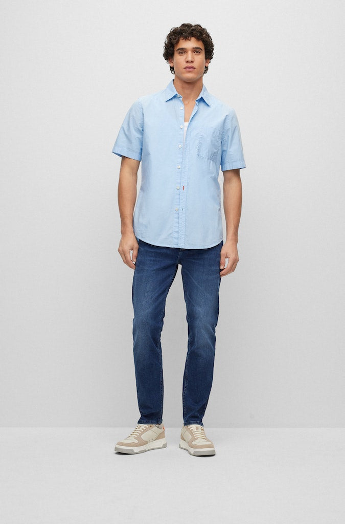 Hemden korte mouw blauw Boss Men Black