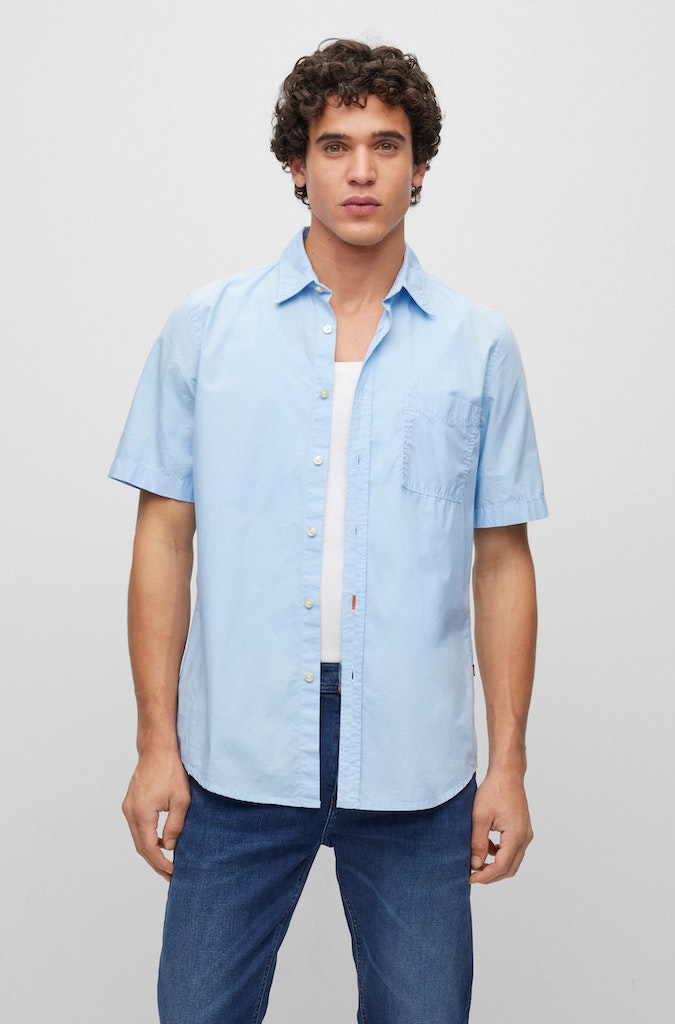 Hemden korte mouw blauw Boss Men Black