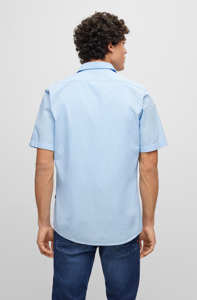 Hemden korte mouw blauw Boss Men Black