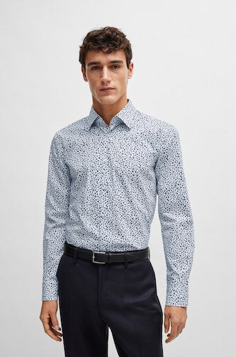 Hemden lange mouw blauw Boss Men Black