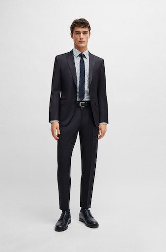 Hemden lange mouw blauw Boss Men Black
