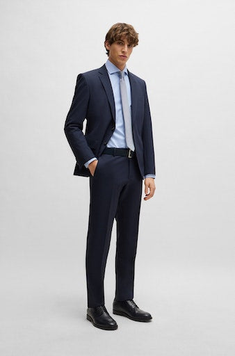 Hemden lange mouw blauw Boss Men Black