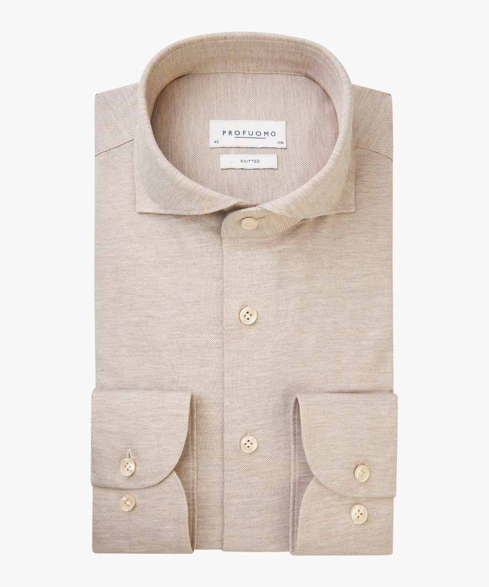 Hemden lange mouw beige Profuomo