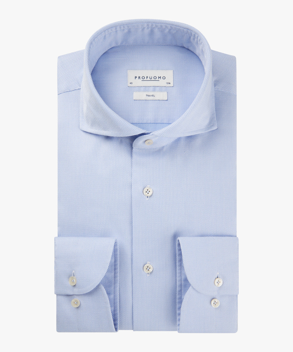 Hemden lange mouw blauw Profuomo