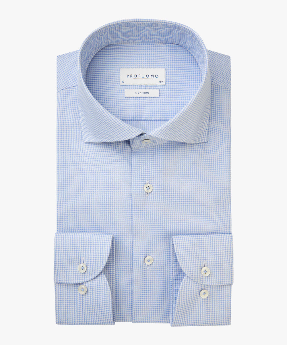 Hemden lange mouw blauw Profuomo