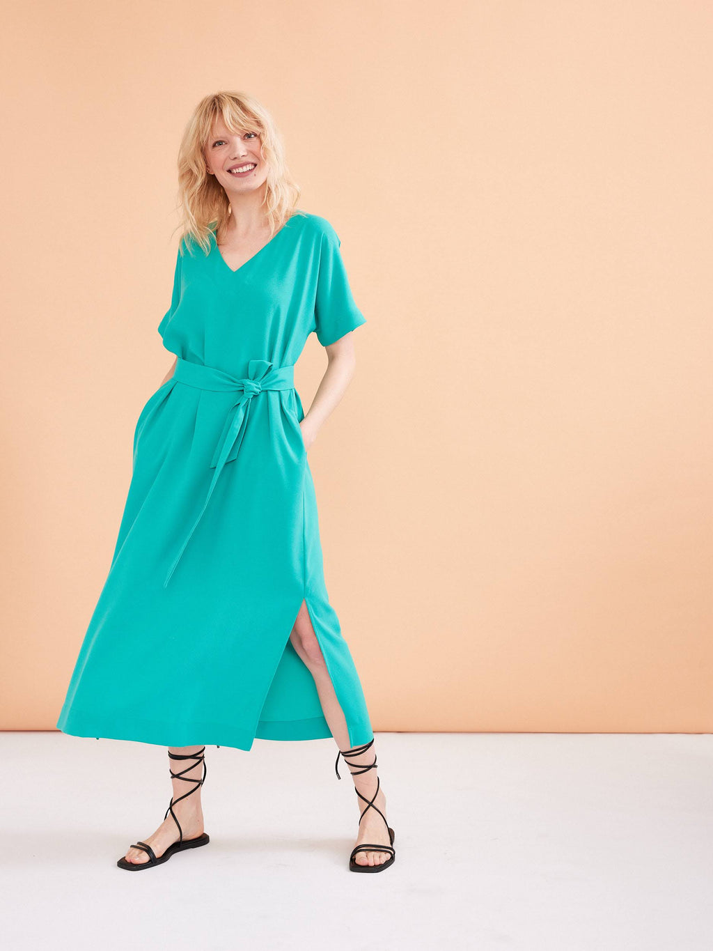 Jurken korte mouw blauw Her.