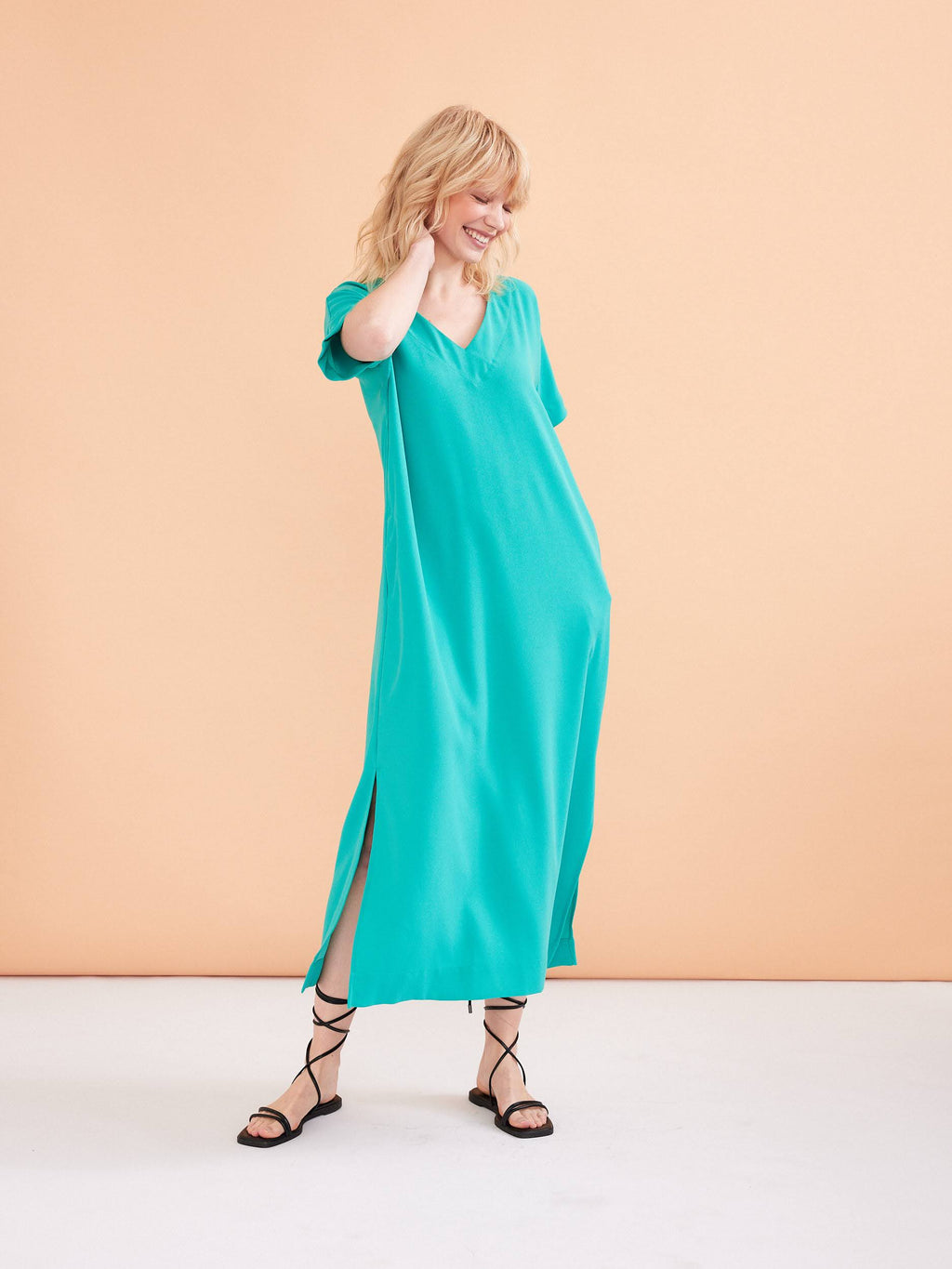 Jurken korte mouw blauw Her.