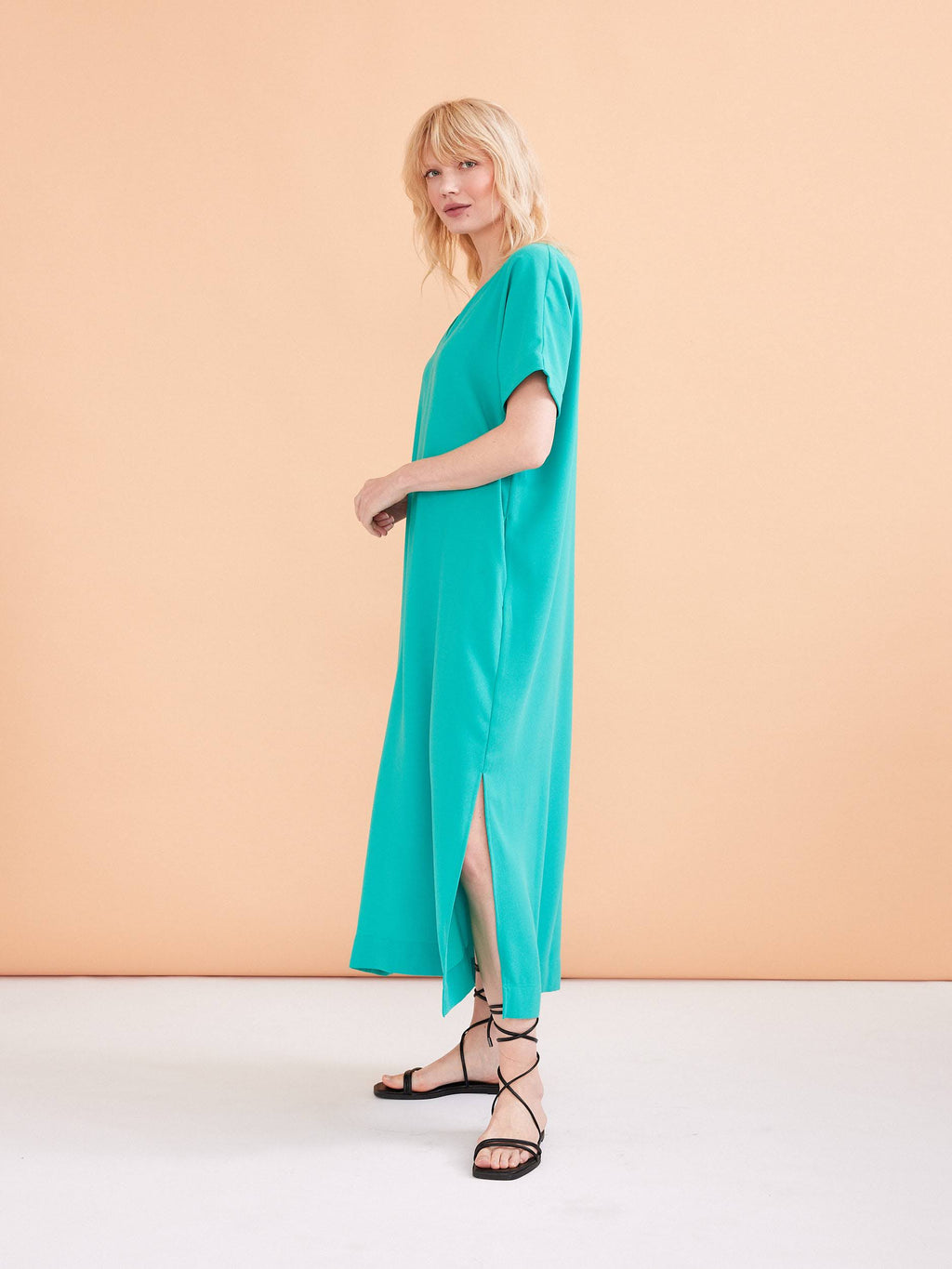 Jurken korte mouw blauw Her.