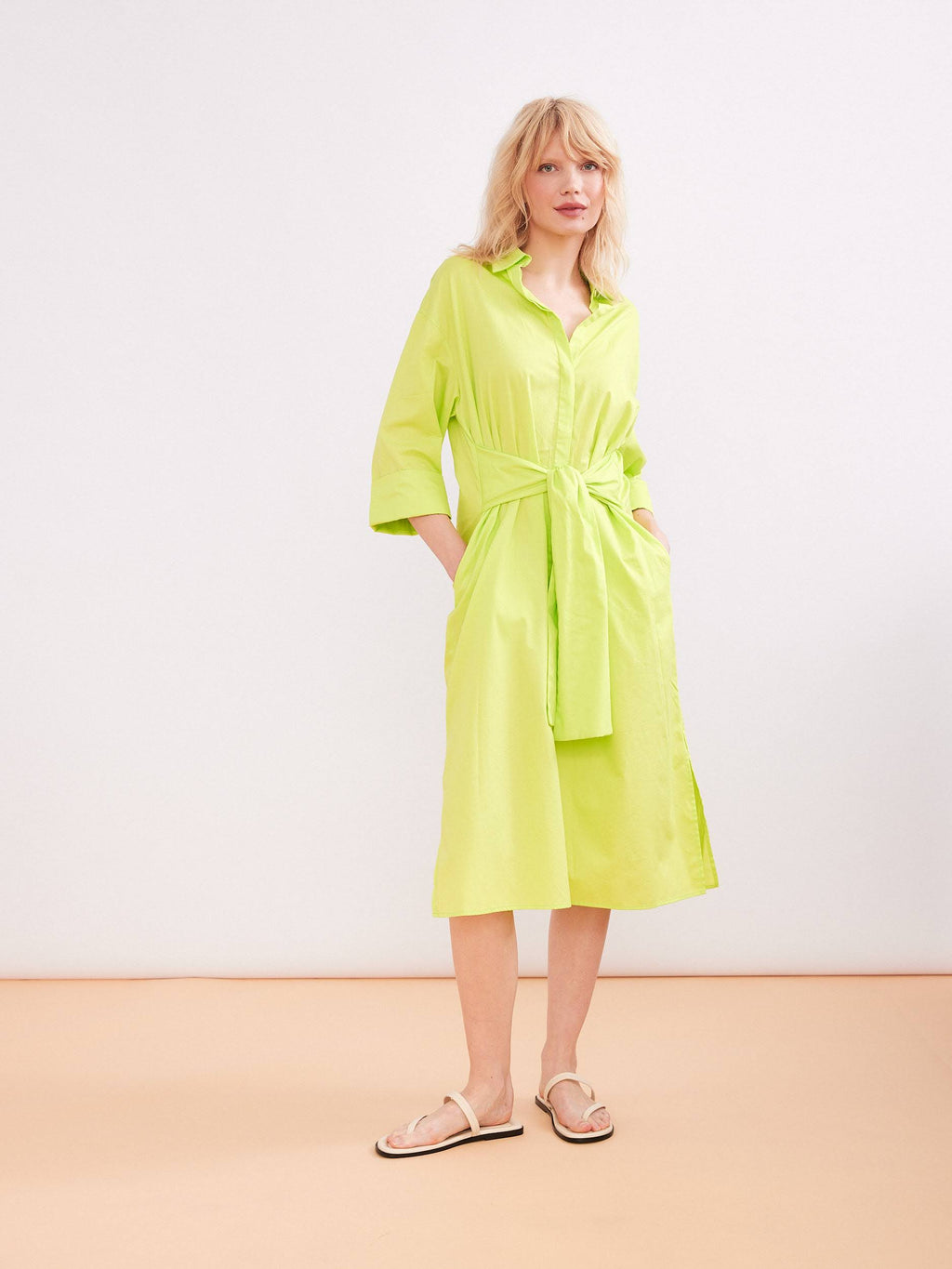 Jurken lange mouw groen Her.