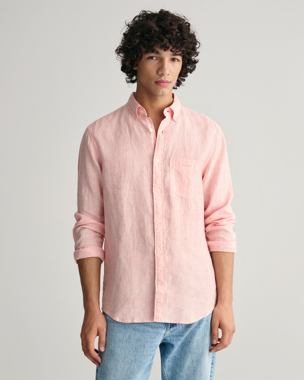 Hemden lange mouw roze GANT