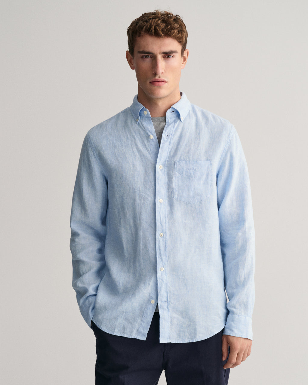 Hemden lange mouw blauw GANT