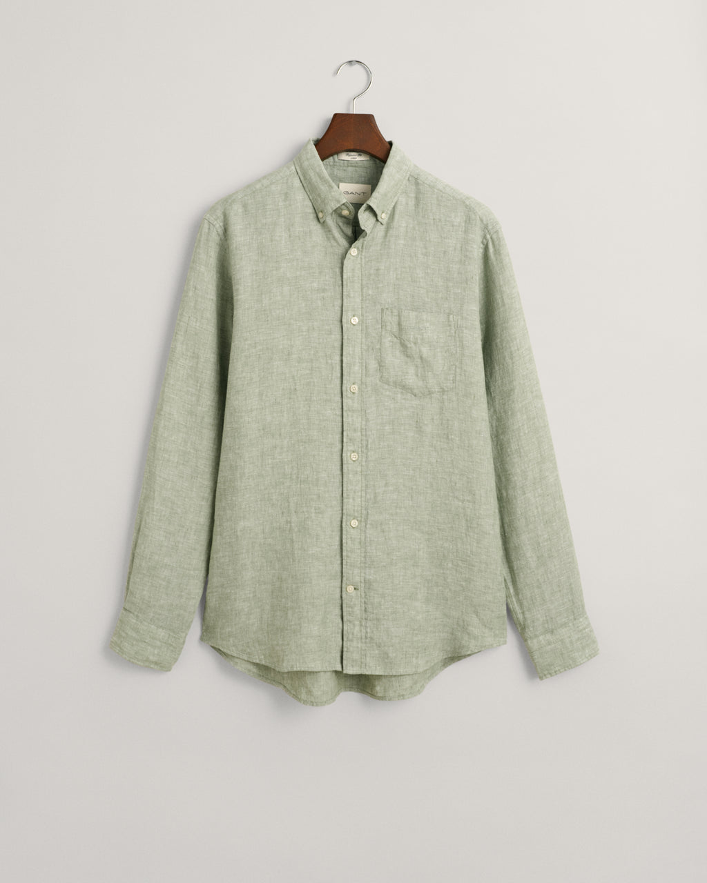 Hemden lange mouw groen GANT