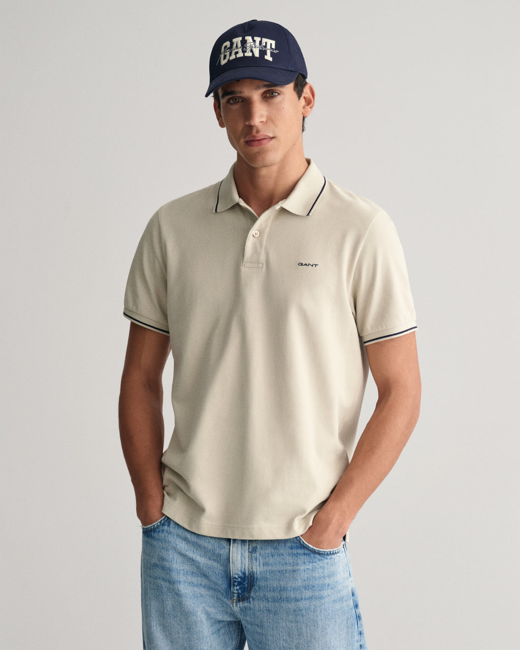 Polo's korte mouw beige GANT