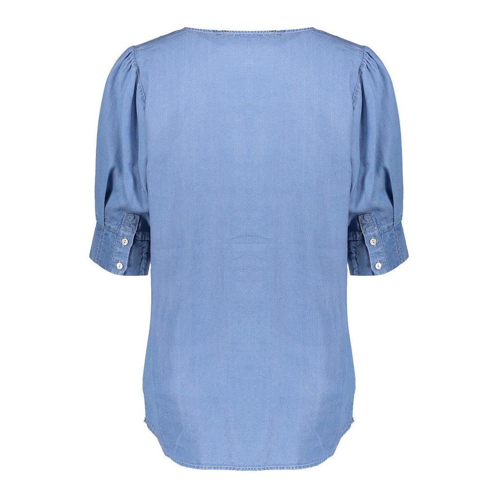 Blouses lange mouw blauw Geisha