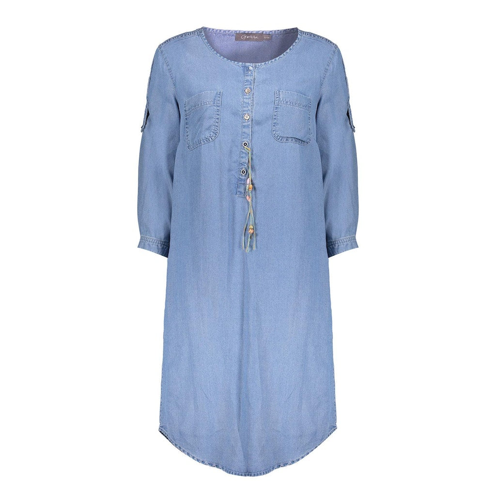 Jurken lange mouw blauw Geisha