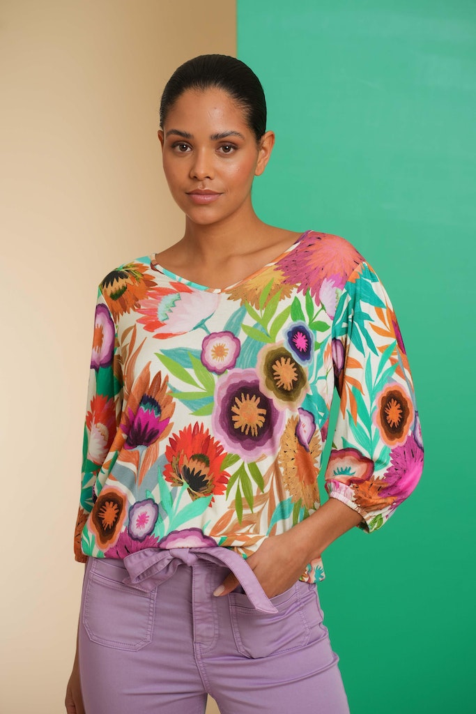 Blouses korte mouw multicolor Geisha