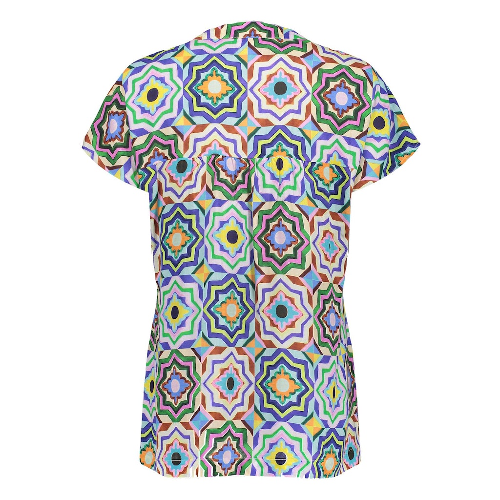 Blouses korte mouw blauw Geisha