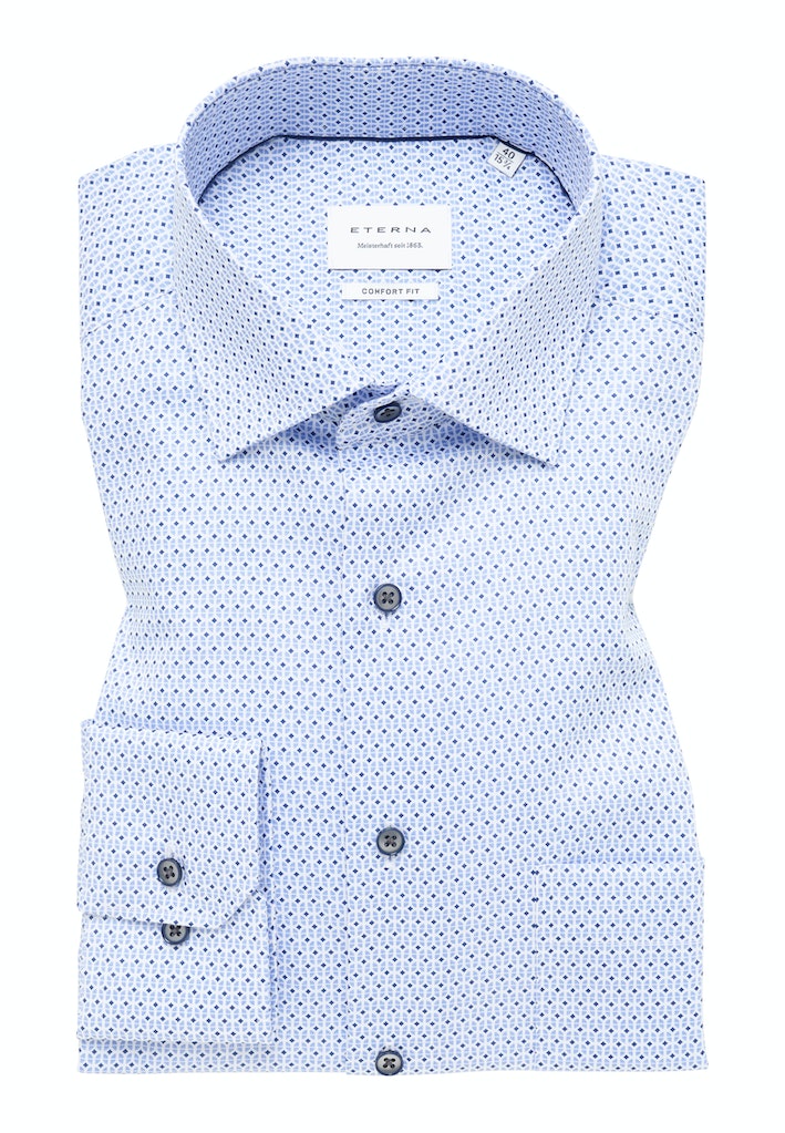 Hemden lange mouw blauw ETERNA