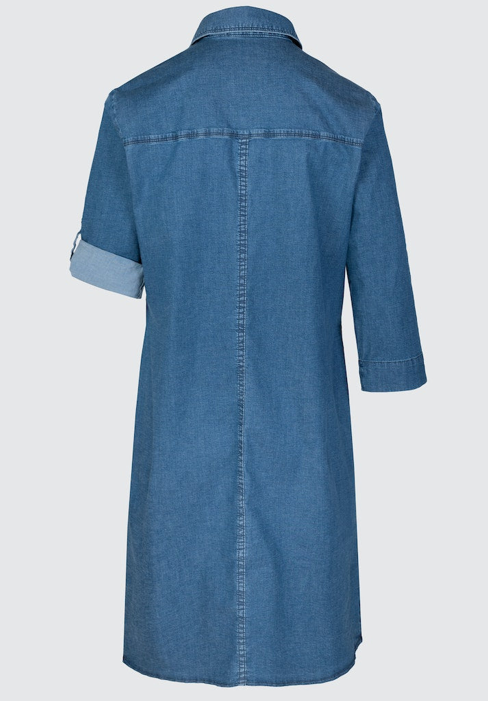 Jurken lange mouw blauw Bianca