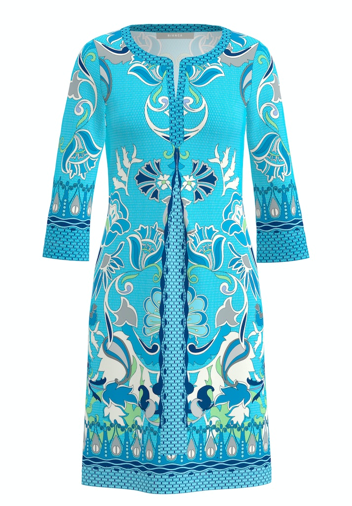 Jurken lange mouw blauw Bianca