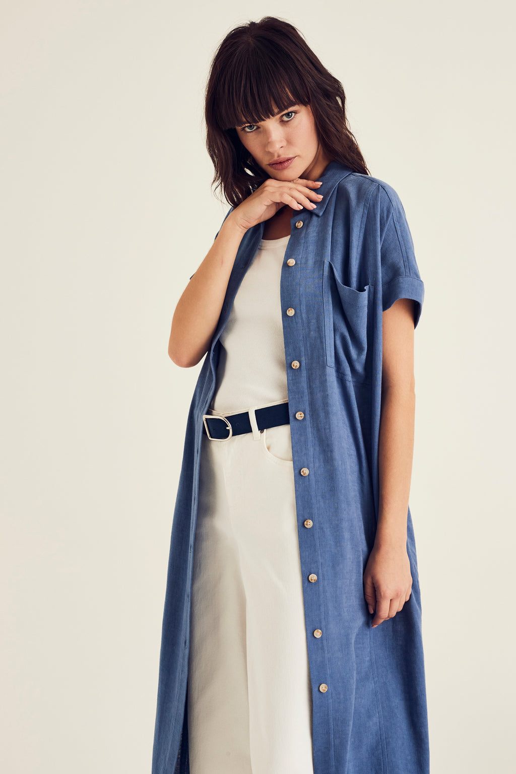 Jurken korte mouw blauw Terre Bleue