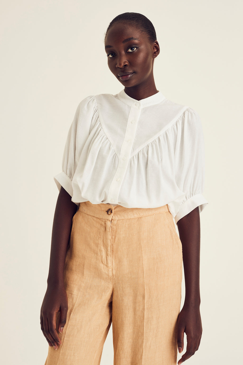 Blouses korte mouw wit Terre Bleue