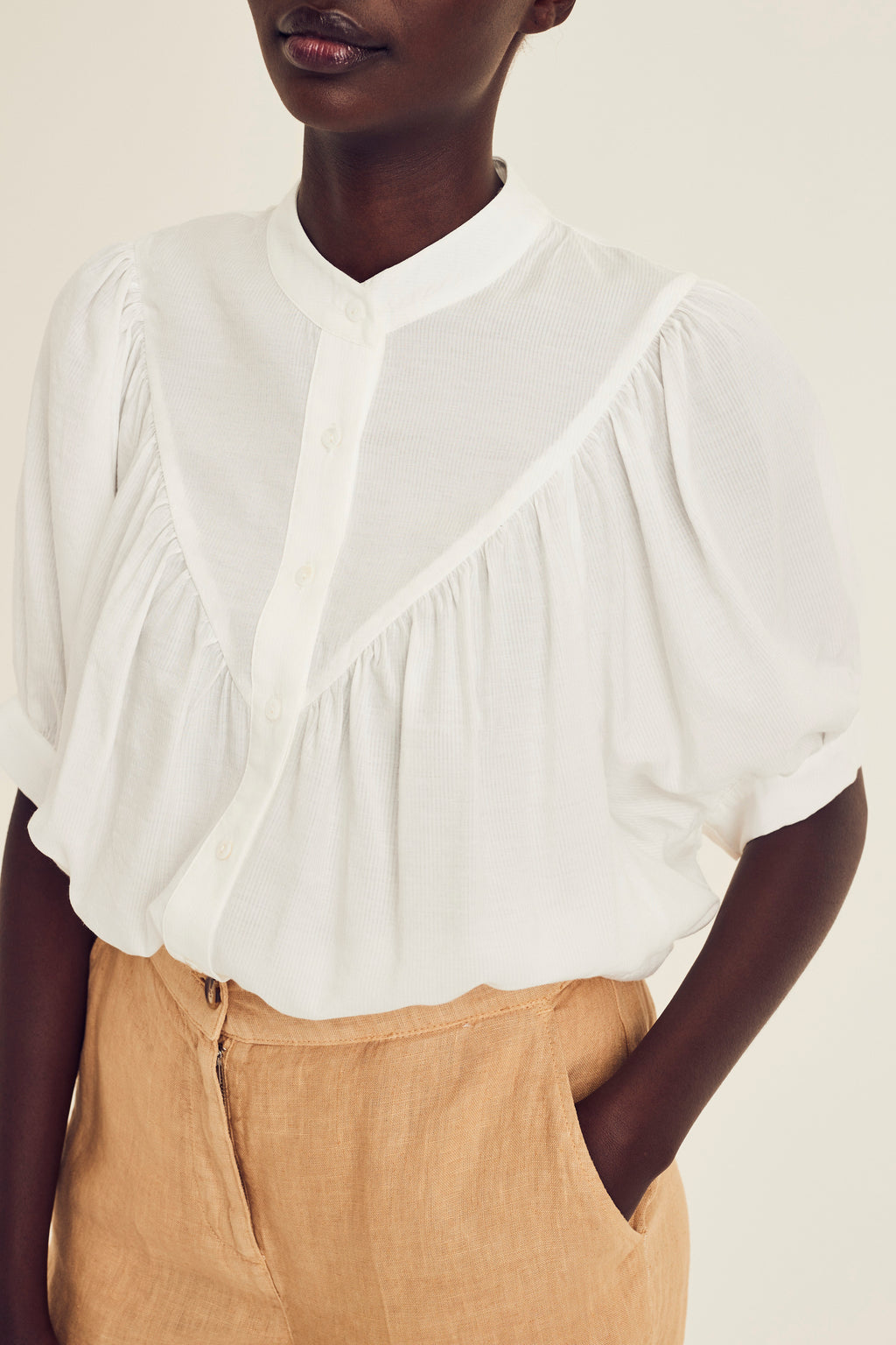 Blouses korte mouw wit Terre Bleue