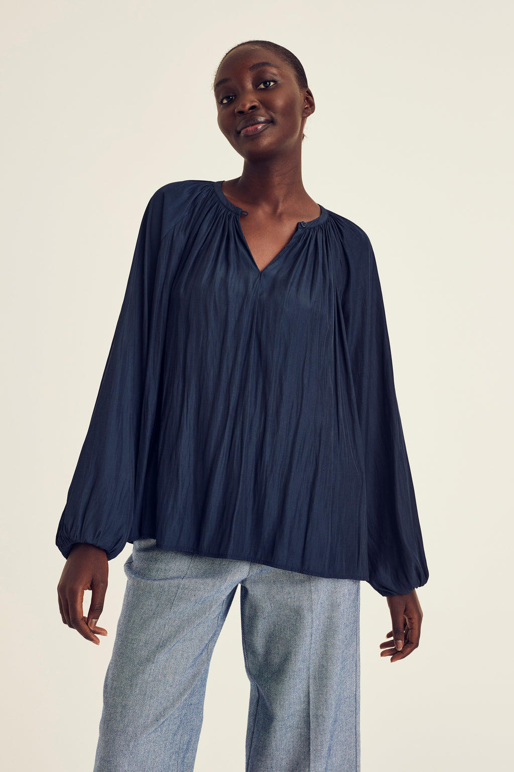 Blouses lange mouw navy Terre Bleue
