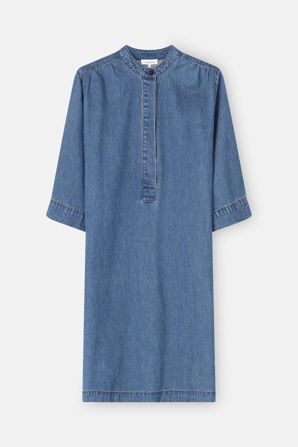 Jurken lange mouw blauw Terre Bleue