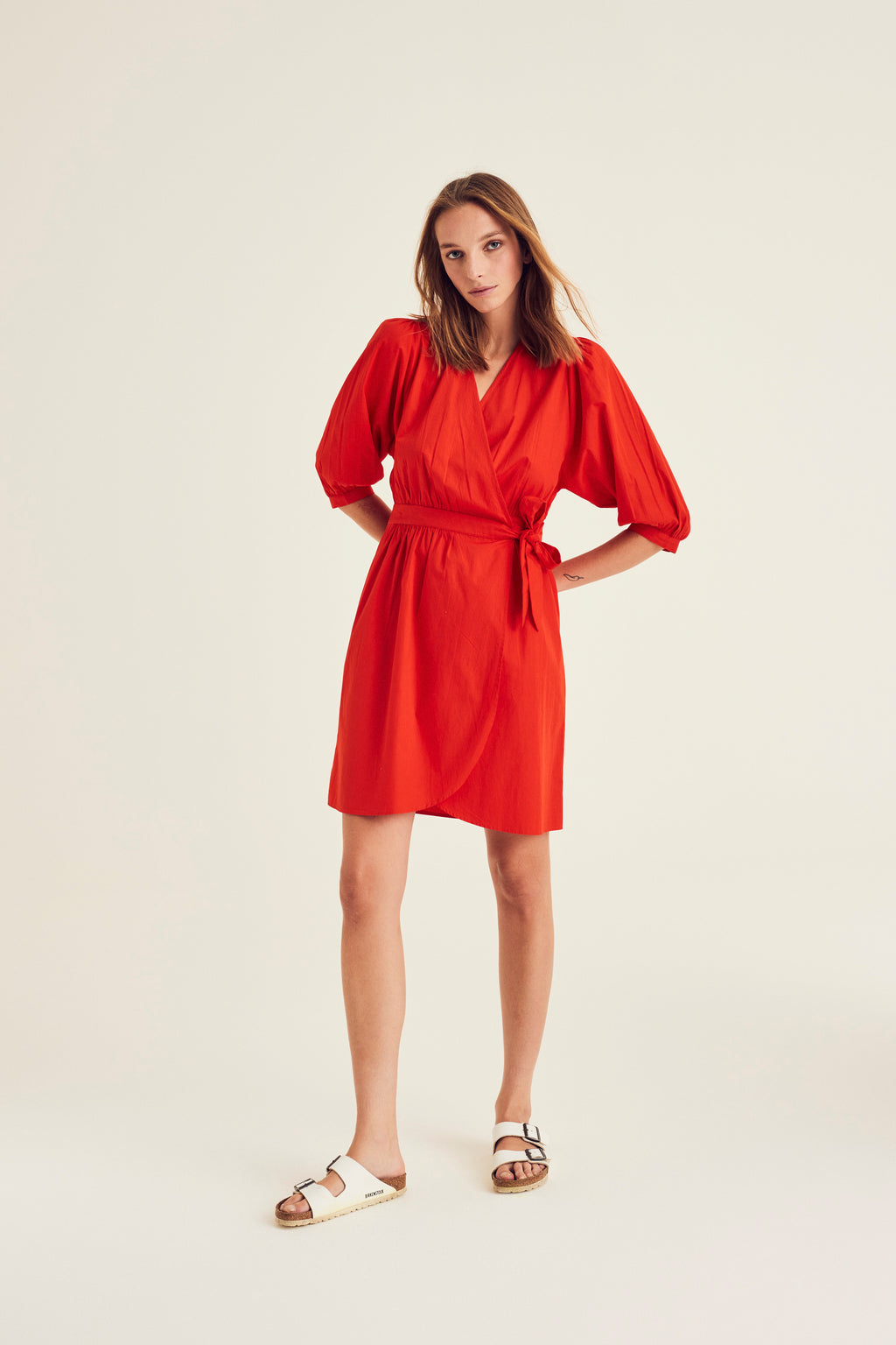 Jurken lange mouw rood Terre Bleue