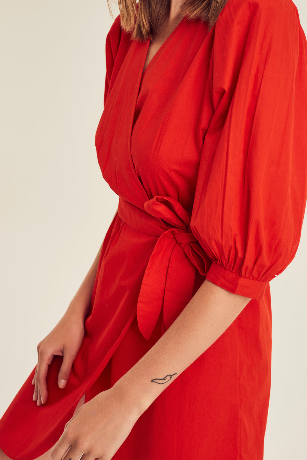 Jurken lange mouw rood Terre Bleue