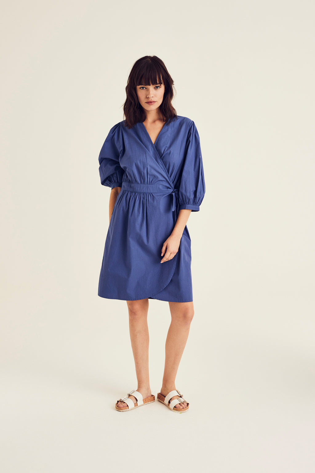 Jurken lange mouw blauw Terre Bleue