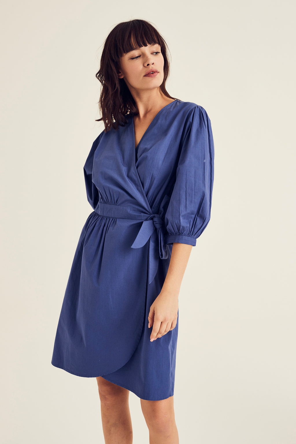 Jurken lange mouw blauw Terre Bleue