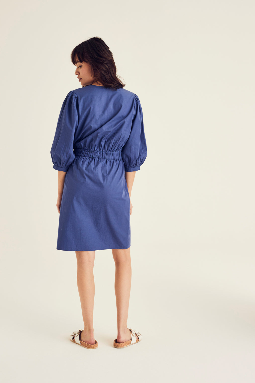 Jurken lange mouw blauw Terre Bleue