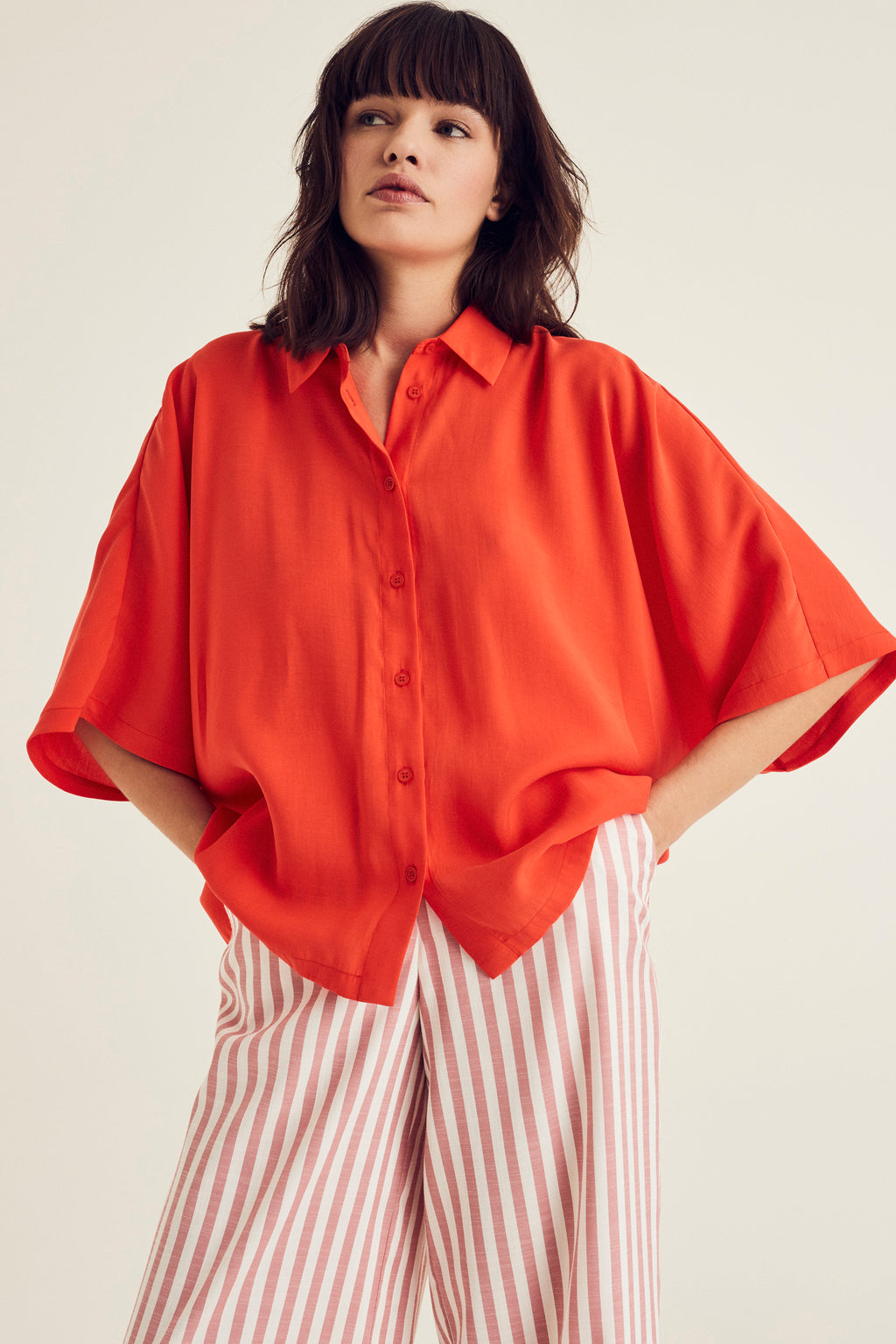 Blouses korte mouw rood Terre Bleue