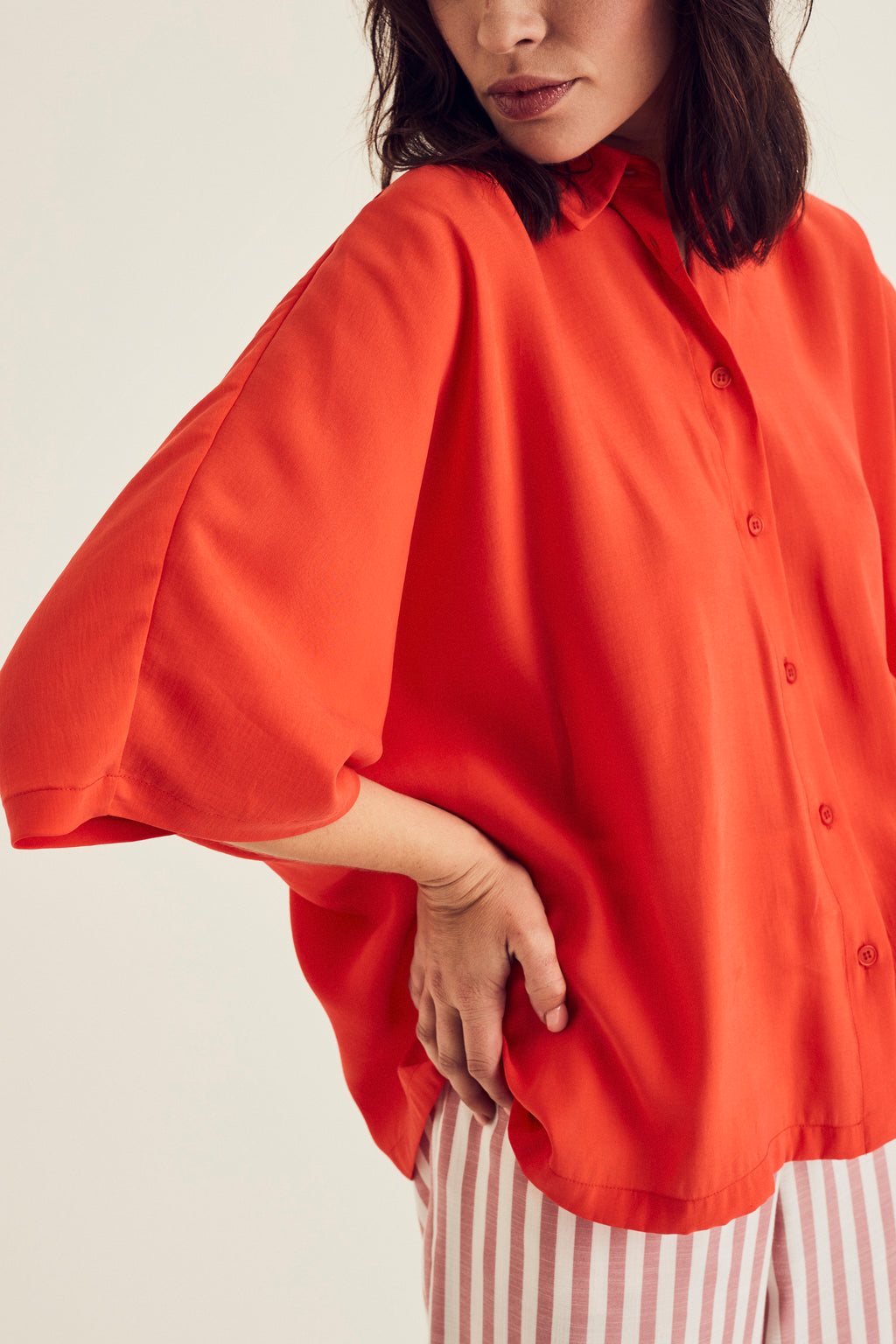 Blouses korte mouw rood Terre Bleue