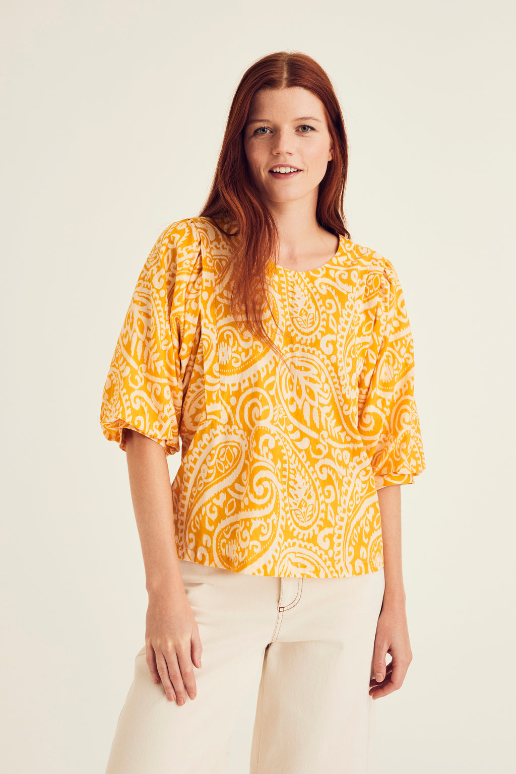 Blouses korte mouw oranje Terre Bleue