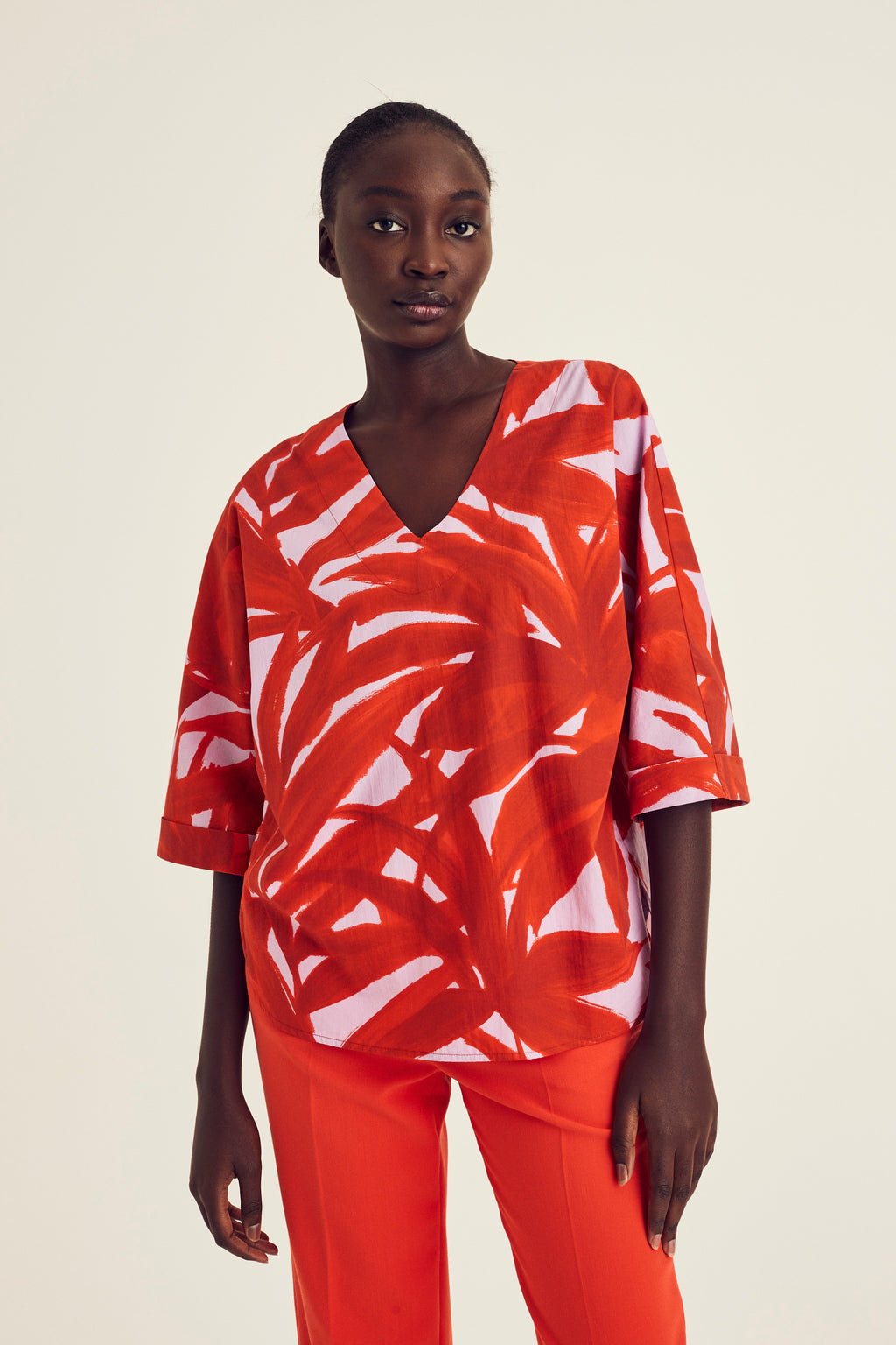 Blouses lange mouw rood Terre Bleue