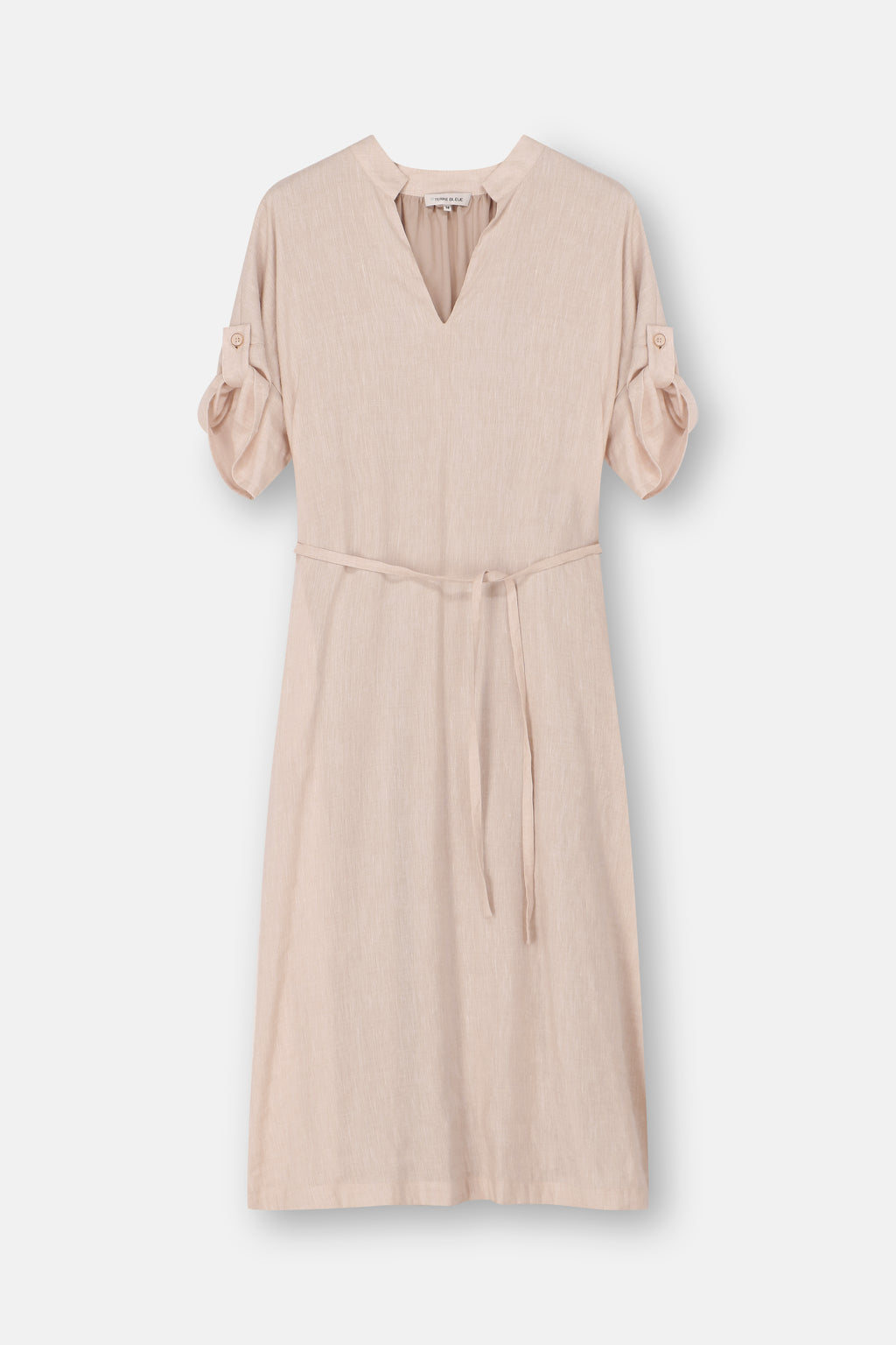 Jurken korte mouw beige Terre Bleue